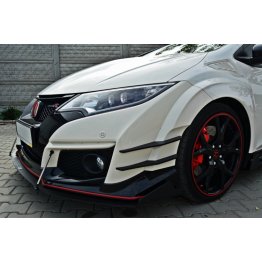 Накладка сплиттер на передний бампер вариант 3 на Honda Civic IX Type R